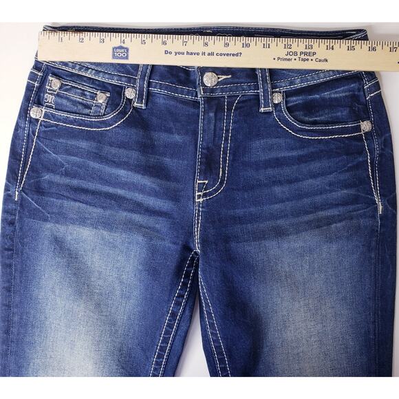 MISS ME CHLOE BOOT Jeans Women's Size 30 Embellished Cross Style #M3437B in EUC - Picture 13 of 16
